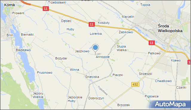 mapa Annopole, Annopole gmina Środa Wielkopolska na mapie Targeo